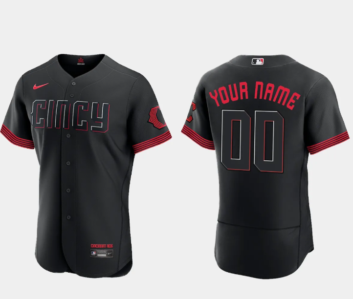 Youth Cincinnati Reds Active Player Custom Black 2023 City Connect Flex Base Stitched Baseball Jersey